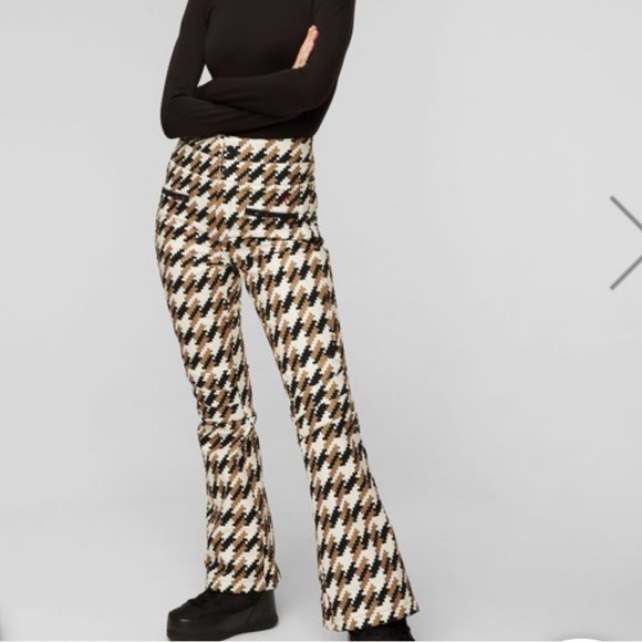 Perfect Moment Pants - Perfect moment Aurora Flare Pant in Iconic Camel, Black, & White Houndstooth